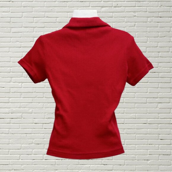 Red Full-Zip Polo Top - Picture 2 of 4